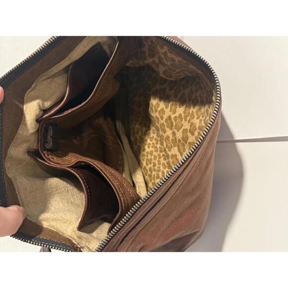 VTG GENUINE LEATHER ROUGH AND TUMBLE NATASHA DURHAM SHOULDER BAG BROWN CHEETAH - Picture 6 of 9